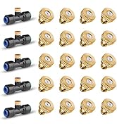 HOMENOTE 20 Pack Brass Misting Nozzles and 5 Pack Misting Nozzle Tees for Outdoor Cooling System,...