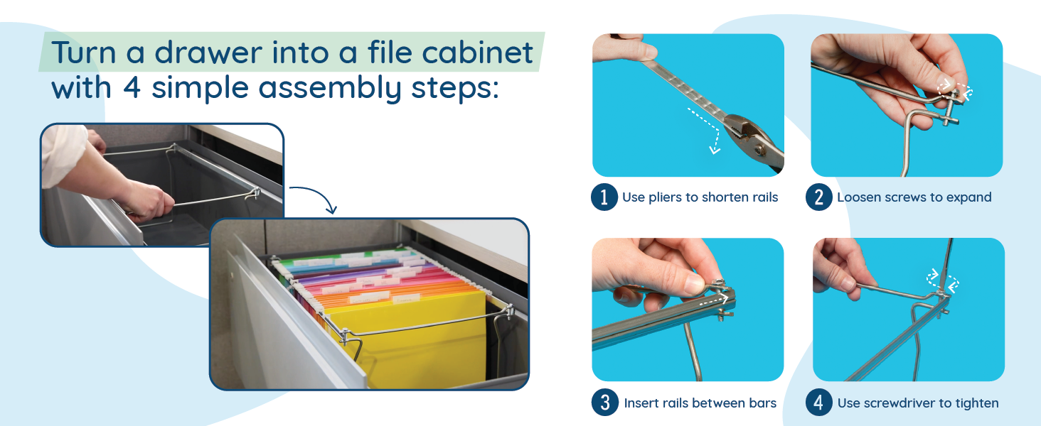 How to assemble hanging file bars