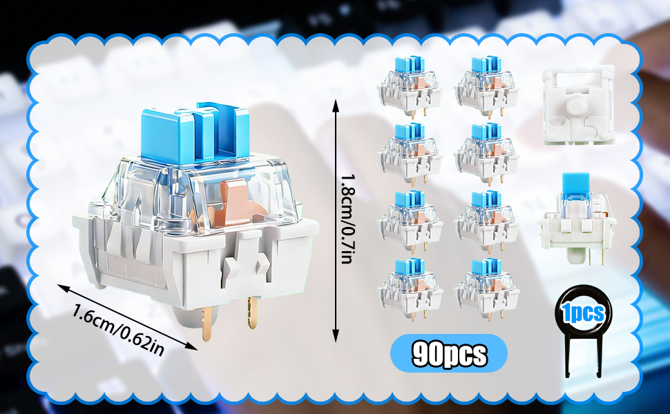Blue Keyboard Switches with Switch Puller