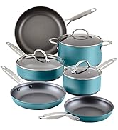 Anolon Achieve Hard Anodized Nonstick Cookware Pots and Pans Set, 9 Piece - Teal