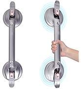 HEINSY 19inch Shower Suction Grab Bar, Portable Shower Handle Bar Suction Grip Bar Bathtub Handle...