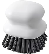Ergonomic Handle Dish Brush for Cleaning Pots, Pans and Vegetables (White)