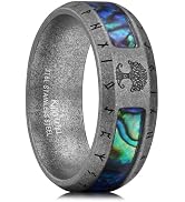 King Will Viking Stainless Steel Wedding Band - 8mm Men Ring with Tree of Life Rune Design and Ab...