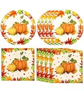 DURYGEN 40PCS Little Pumpkin Baby Shower Party Decoration Fall Theme Party Tableware Set Fall Lea...
