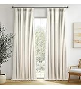Topfinel Pinch Pleated Full Blackout Linen Curtains 84 Inch for Bedroom Living Room,Fall Brich Do...