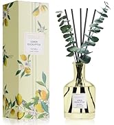COCORRÍNA Lemon Eucalyptus Reed Diffuser – 6.76 oz Essential Oil with Sticks &amp; Dried Eucalyptus B...