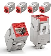 LEENUE CAT6A Keystone Jacks Shielded 6-Pack, RJ45 180 Degree Ethernet Jack 10 Gbps with Slim Zinc...
