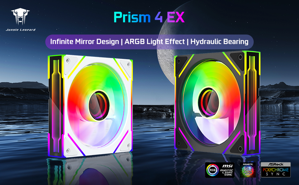 Jungle Leopard prism4 EX 120mm PC Reverse Blade ARGB Case Fan,Infinity Mirror RGB