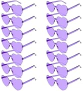 BOUBONI 14 Pack Heart Shaped Sunglasses for Women Rimless Heart Glasses Bulk Mardi Gras Candy Col...