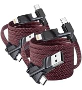 Multi Charging Cable Fast Charging 240W,[2Pack 6FT] 4 in 1 USB C to Lightning Cable Braided Multi...