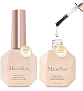 MelodySusie 9 in 1 No TPO Gel Nail Glue for False Nail Tips 2Pcs 15ml, Long Lasting UV Light Requ...