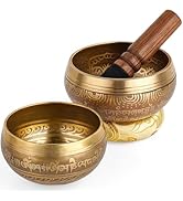 Relaehih 2-Pack Tibetan Singing Bowls Set - 100% Handmade in Nepal, Sound Bowl Meditation Set for...