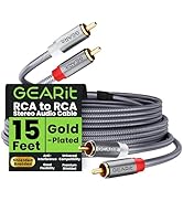 GEARit RCA Cable (15FT) 2RCA Male to 2RCA Male Stereo Audio Cables Shielded Braided RCA Stereo Ca...