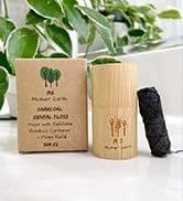 Vegan Bamboo Charcoal Dental Floss with Refillable Bamboo Container | Free Refill |...
