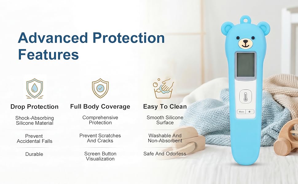 Cute Bear Silicone Thermometer Case Compatible with GoodBaby No-Touch Thermometer