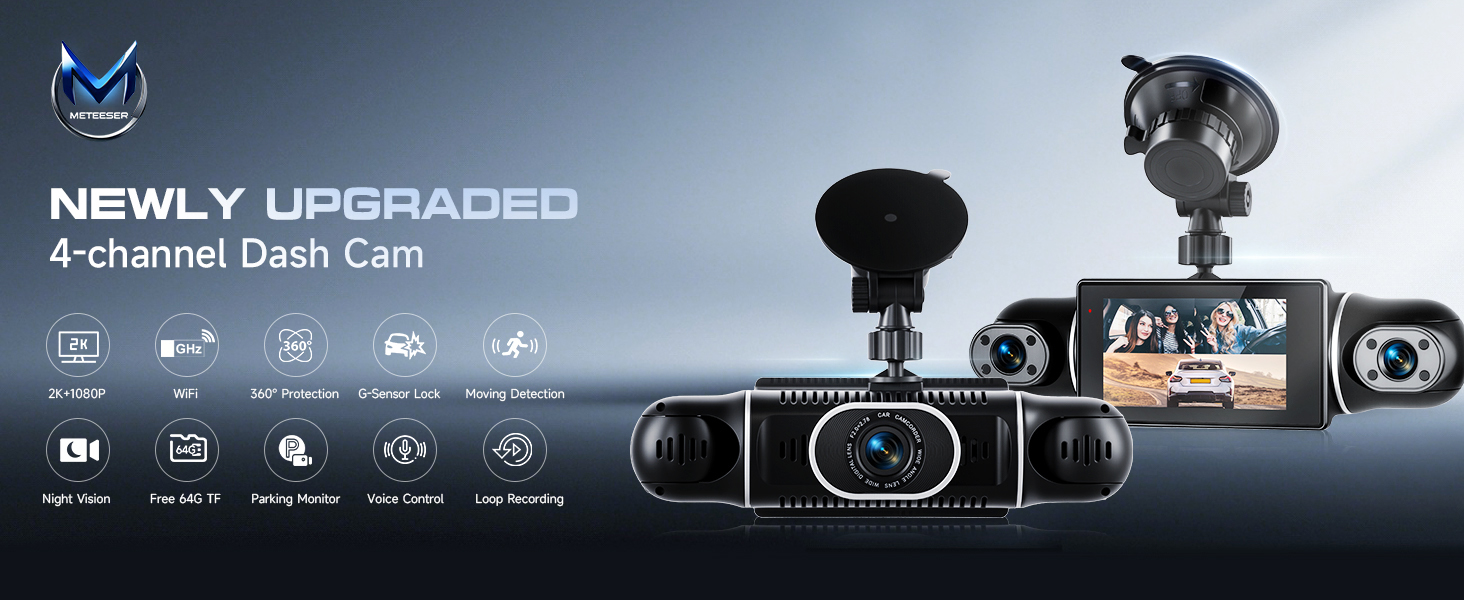 Dashcam 360 Degree View 4 Channel Dash Cam Front and Rear