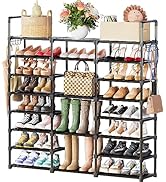 Mavivegue Metal Shoe Rack Organizer,8 Tiers Tall Shoe Shelf Storage,40-45 Pairs Vertical Large Bo...