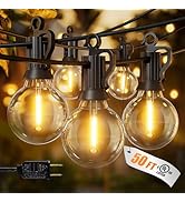 Brightown Outdoor String Lights, 50FT 25 G40 Bulbs Shatterproof Patio Lights, IP65 Waterproof Dim...