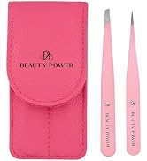 Beauty Power Professional Tweezers Set – Slant &amp; Point, Ultra Precision German Stainless Steel Tw...