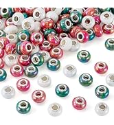 Craftdady 150pcs Red Green Resin European Beads for Christmas Rondelle Large Hole Loose Spacer Be...