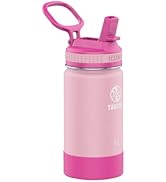 Takeya Actives Kids 14 oz Vacuum Insulated Stainless Steel Water Bottle with Straw Lid, Blush/Sup...