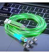 Opligevo 3 in 1 Magnetic Light Up Charging Cable 360 Rotating LED Phone Charger Multi Charging Ca...