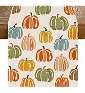 RABUSOFA Fall Table Runner 13x72 Inch Fall Decorations for Home | Colorful Pumpkins Seasonal Autu...