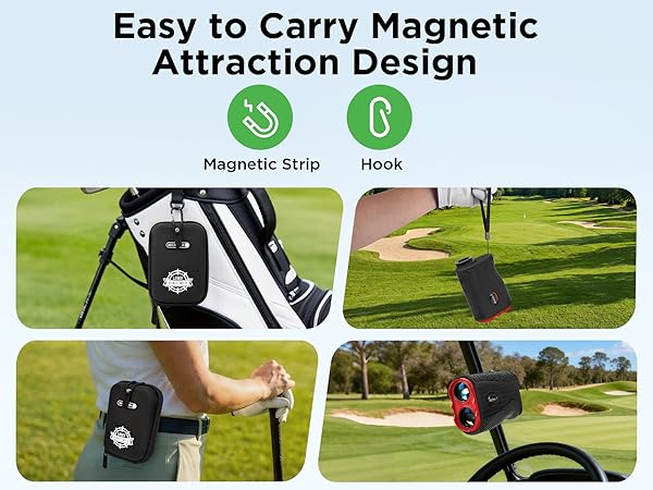 Easy to Carry with magnetic attraction design,This golf range finder for hunter and golfer