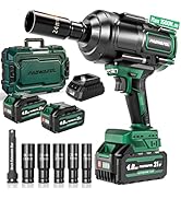PAOWAFOL 2026 New Upgrade 1500N.m(1106ft-lbs) Impact Wrench, High Torque 1/2 Impact Gun with 21V ...