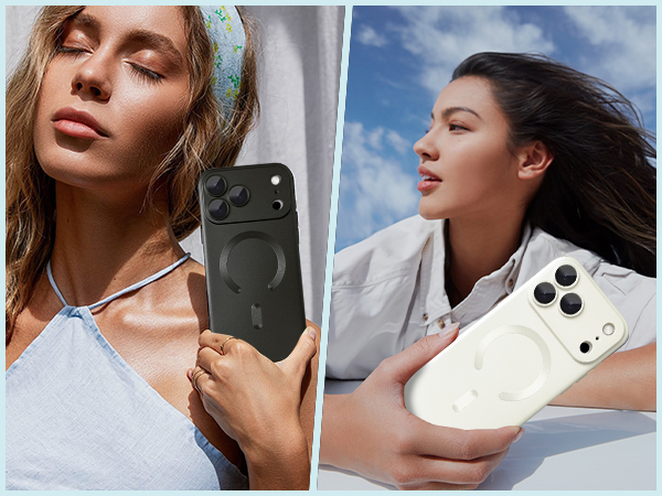ankofave Magnetic for iPhone 17 Pro Case with Camera Protector, Soft Metallic Luster Phone Case