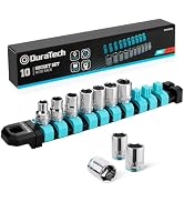 DURATECH 3/8" Drive Socket Set, Metric Socket Set 10PCS with Storage Rack | Mechanic Metric Socke...