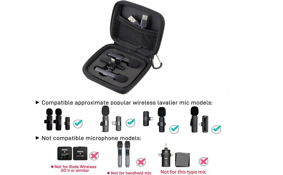 portable hard carry case for wireless lavalier microphone 