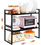 DOLALIKE Expandable Kitchen Countertop Organizer, Stackable Cabinet Shelf Organizers, Space Savin...