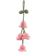 HFZRZFH Handmade Crochet Lily of The Valley Wind Chime Flower Pendant - Pink Car Rear View Mirror...