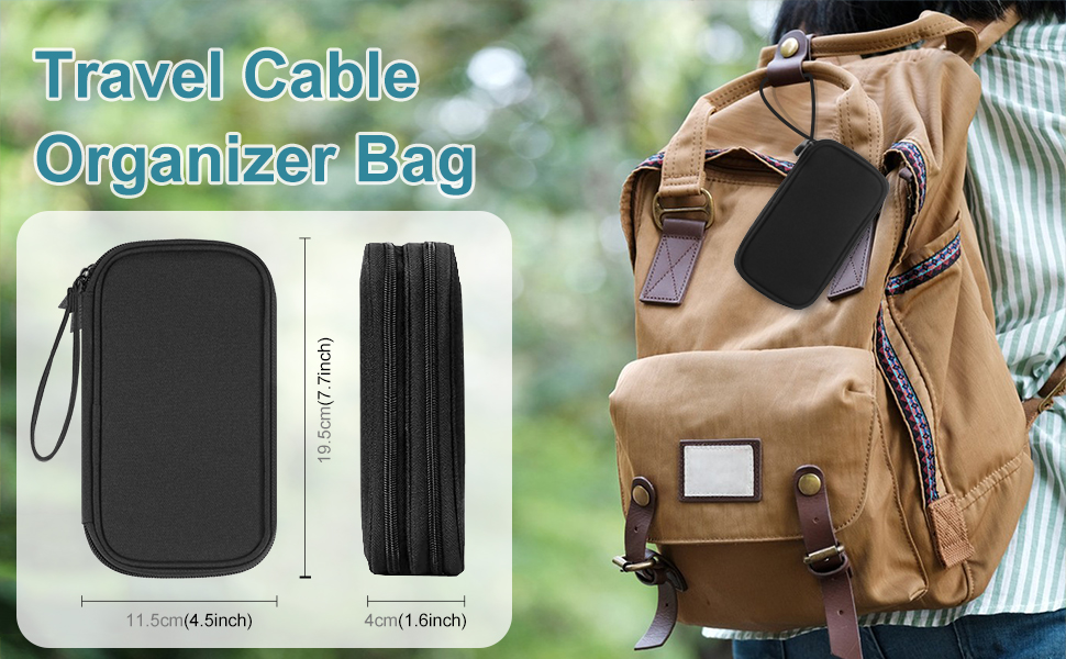 Electronic Accessories Bag Double Layer for Travel Waterproof Cord Storage Organizer Bag