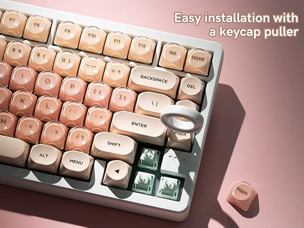 easy to install and remove keycaps, with a handy keycap puller