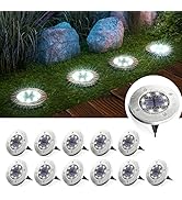 GIGALUMI Solar Ground Lights 12 Pack, 8 LED Automatic Solar Garden Lights, Waterproof Solar Power...