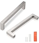 KNOBWELL 10 Pack 5" Brushed Nickel Modern Cabinet Handles Stainless Steel Kitchen Drawer Pulls Sq...