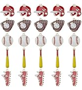 DICOSMETIC 50Pcs 5 Styles Sport Charm Bulk Baseball Theme Charm Alloy Enamel Sport Pendant Baseba...