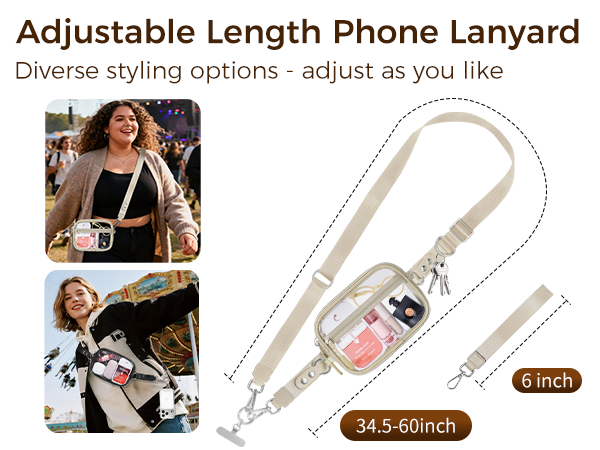 clip and go phone strap crossbody phone lanyard with wallet cross body wrist purse zipper pouch