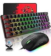 Wired Gaming Keyboard Mouse Combo Chroma RGB Backlit Mechanical Keyboard with 61 Keys Anti-ghosti...