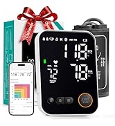 Blood Pressure Monitor Upper Arm - Bluetooth iOS &amp; Android Compatible One-Button Operation Voice ...