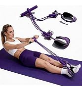 FRAWENLECO Fitness Resistance Bands with 4 Tube Pedal Ankle Puller, Elastic Yoga Pedal Stretch Ba...