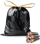 MOPALL Small Drawstring Trash Bag,Easy to Tear and Pack,4 Gallon Garbage Bags,75 Counts