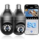 Light Bulb Security Camera 5G WiFi 2K Light Socket Security Cameras Wireless Outdoor EseeCloud, 3...