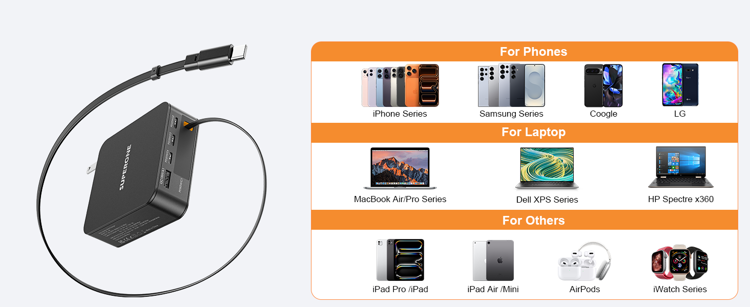 retractable chargers for multiple devices