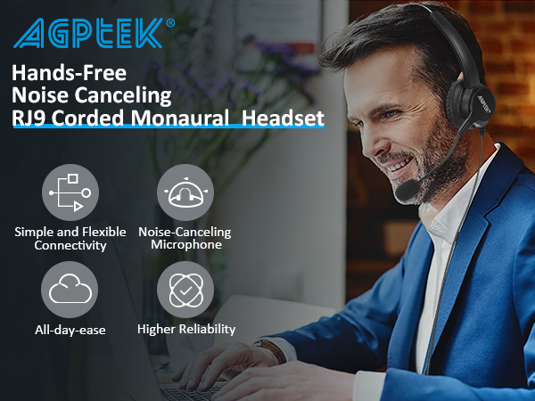 RJ9 Corded Monaural Headset