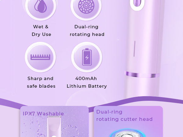 IPX7 Washable Dual-ring rotating cutter head Enhanced Dual-Blade Technology TYPE-C charging