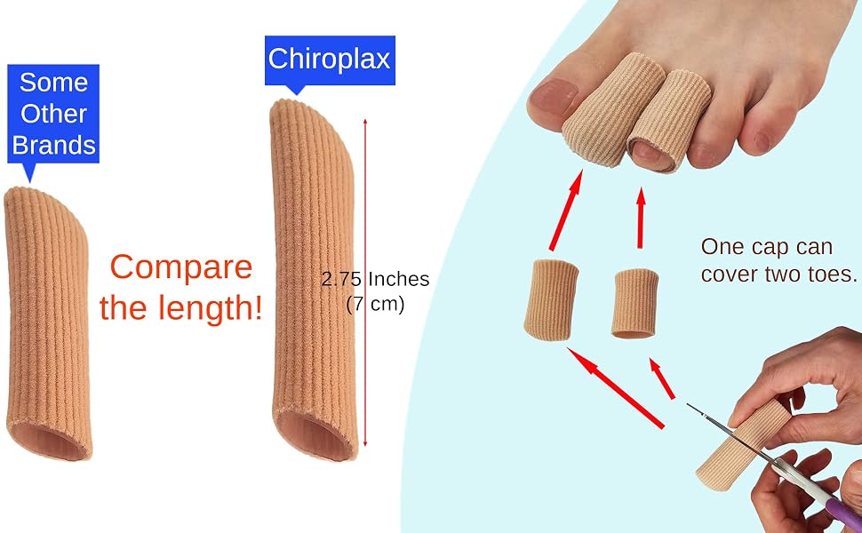 Chiroplax Toe Caps Sleeves Cushions Protectors Tubes Finger Bunion Hammer Toe Callus Corn Blister