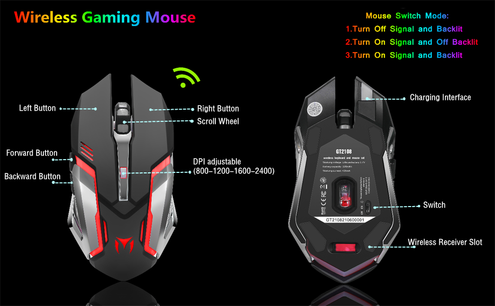 Wireless RGB Backlit Gaming Keyboard and Mouse